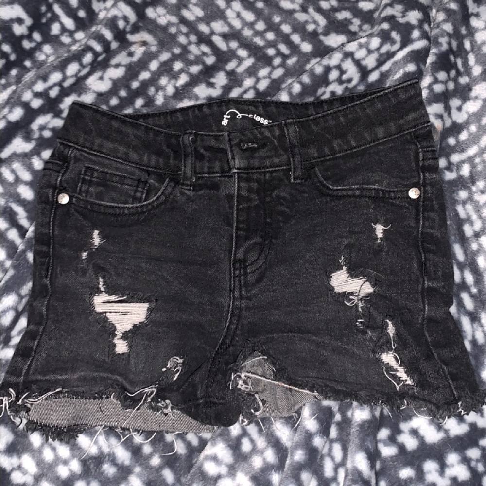 size small black ripped jean shorts